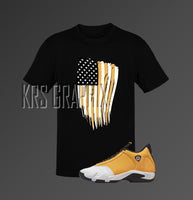 Shirt to Match  Jordan 14 Ginger - Ginger 14 Retro Shirt - Ginger 14 Retro Tee - Sneaker Matching Gift American FLAG