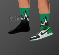 Socks To Match Jordan 1 Lucky Green - Flames