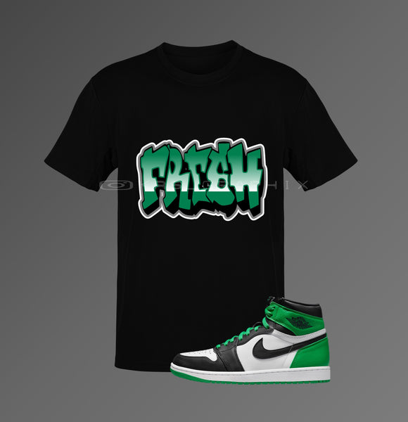 T-Shirt To Match Jordan 1 Lucky Green - "Fresh" Graffiti Style