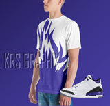Full Print Dark Iris 3 Shirt To Match Jordan Dark Iris 3 Retro | Dark Iris 3 Shirt | Jordan 3 Shirt