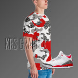 Full Print Shirt To Match Jordan Fire Red 3s Retro