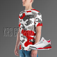 Full Print Shirt To Match Jordan Fire Red 3s Retro
