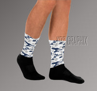 Socks To Match Jordan 4 Midnight Navy - Camo