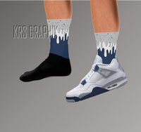 Socks To Match Jordan 4 Midnight Navy - Dripping