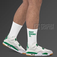 Socks To Match Jordan 4 Pine Green Sb - Just Doing It (White)