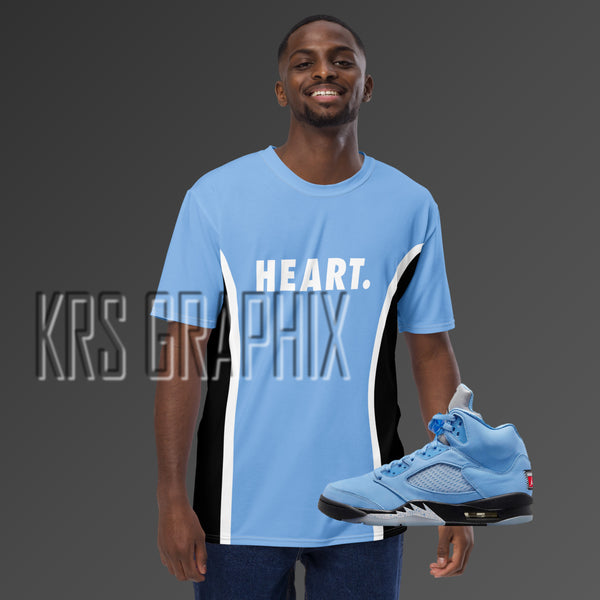 Full Print Sneaker Match AOP Shirt To Match Jordan UNC 5s Retro -  'Heart & Soul'