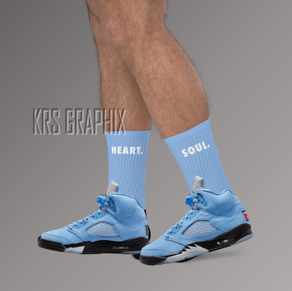 Socks To Match Jordan UNC 5s Retro 'Heart & Soul'