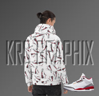 Cardinal Red 3s All Over Print Hoodie