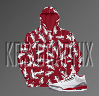 Cardinal Red 3s All Over Print Hoodie