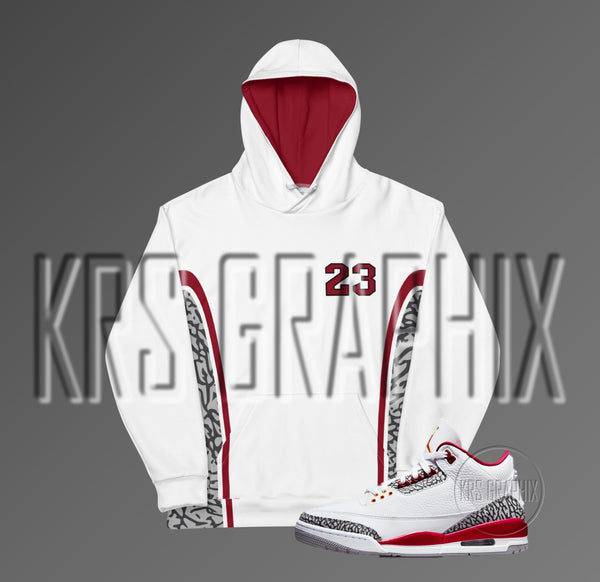 Cardinal Red 3s All Over Print Hoodie