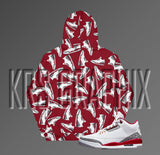 Cardinal Red 3s All Over Print Hoodie