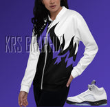 Concord 5s Bomber Jacket  | Jordan 5 Concord Bomber Jacket | Sneaker Match Concord 5 Bomber Jacket Flames