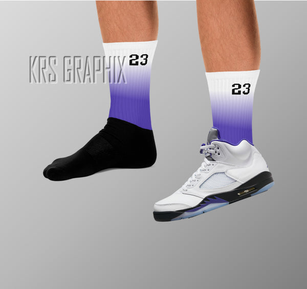 Jordan 5 Concord Socks | Socks to Match Jordan 5 Concord | Jordan Match Socks Fade