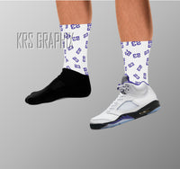 Jordan 5 Concord Socks | Socks to Match Jordan 5 Concord | Jordan Match Socks 23s