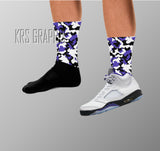 Jordan 5 Concord Socks | Socks to Match Jordan 5 Concord | Jordan Match Socks Camo