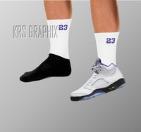 Jordan 5 Concord Socks | Socks to Match Jordan 5 Concord | Jordan Match Socks 23