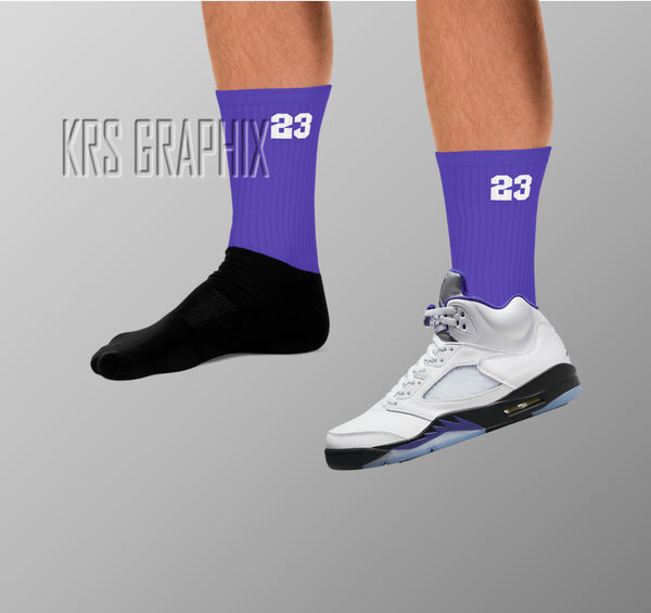 Jordan 5 Concord Socks | Socks to Match Jordan 5 Concord | Jordan Match Socks 23 Purple