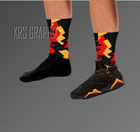 Socks To Match Jordan Citrus 7 Retro | Citrus 7 Socks | Jordan 7 Socks