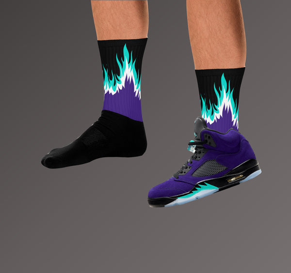 Socks To Match Jordan 5 Alternate Grape - Flames