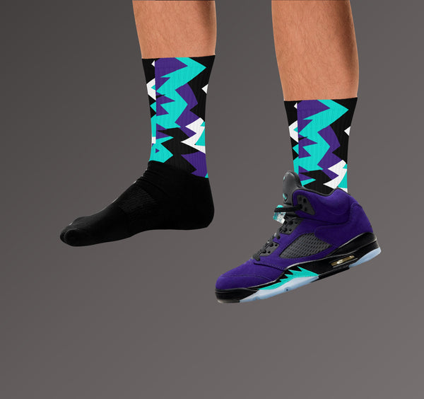 Socks To Match Jordan 5 Alternate Grape - Jagged