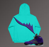 Full Print Hoodie To Match Jordan 5 Alternate Grape - Aqua Fives