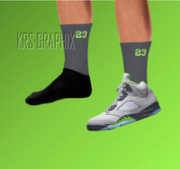 Socks To Match Jordan 5 Green Bean - 23'S - Dark Grey