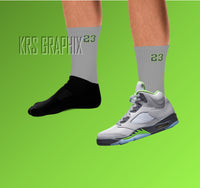 Socks To Match Jordan 5 Green Bean - 23'S - Grey